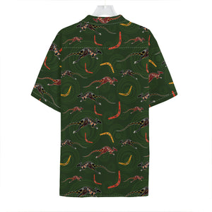 Aboriginal Boomerang And Kangaroo Print Hawaiian Shirt