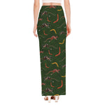 Aboriginal Boomerang And Kangaroo Print High Slit Maxi Skirt