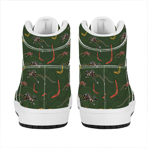 Aboriginal Boomerang And Kangaroo Print High Top Leather Sneakers