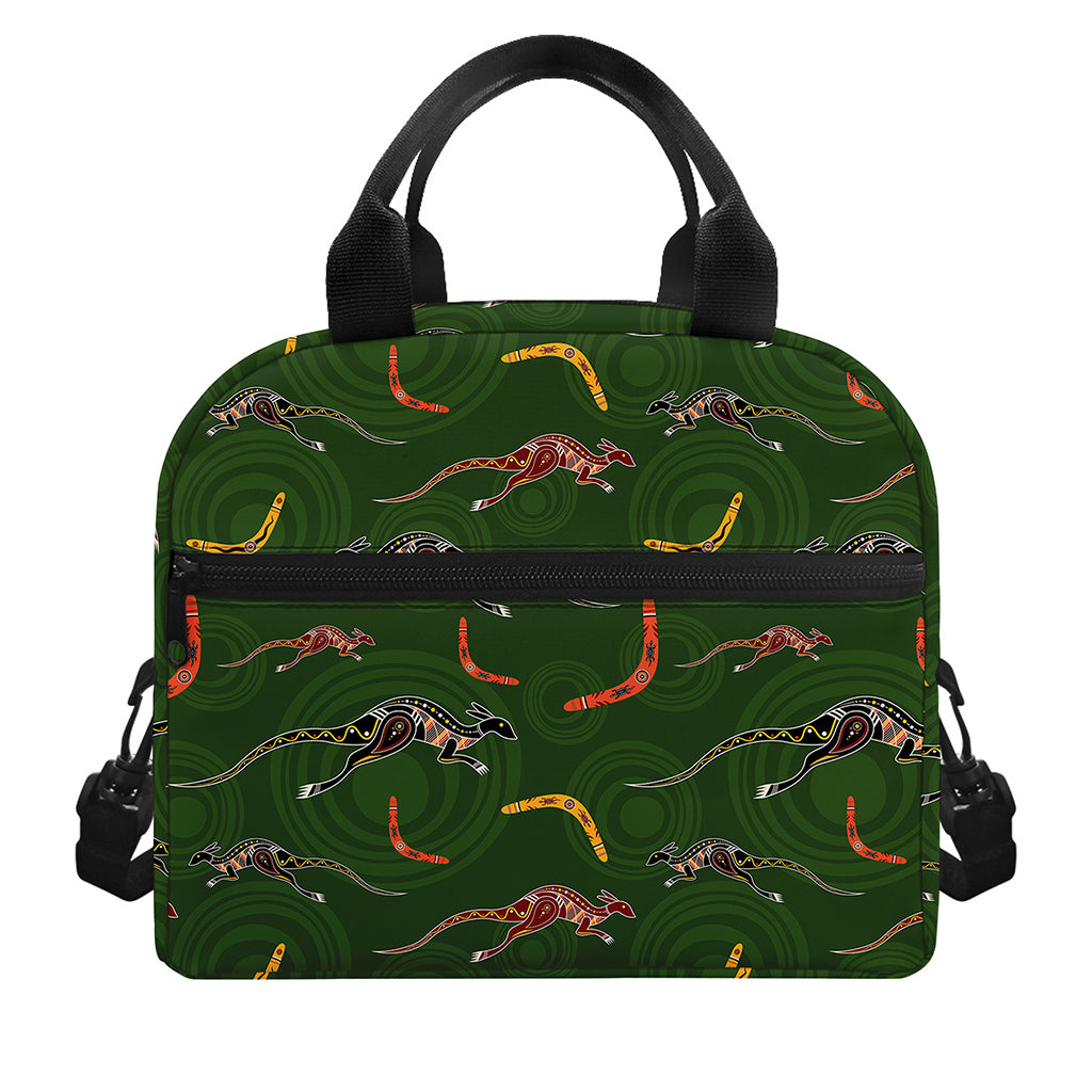 Aboriginal Boomerang And Kangaroo Print Insulated Lunch Bag