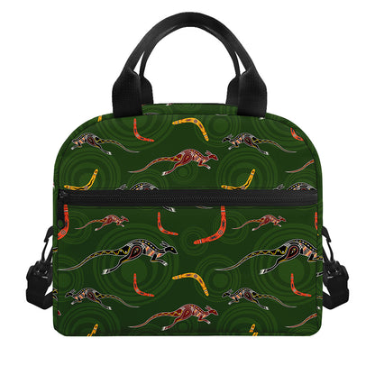 Aboriginal Boomerang And Kangaroo Print Insulated Lunch Bag