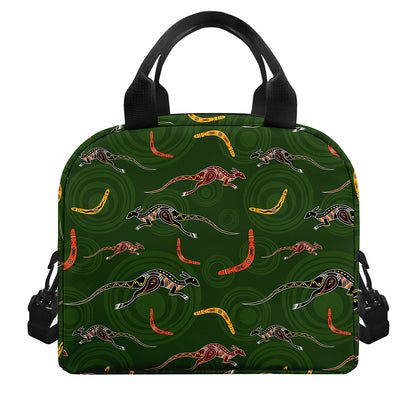 Aboriginal Boomerang And Kangaroo Print Insulated Lunch Bag
