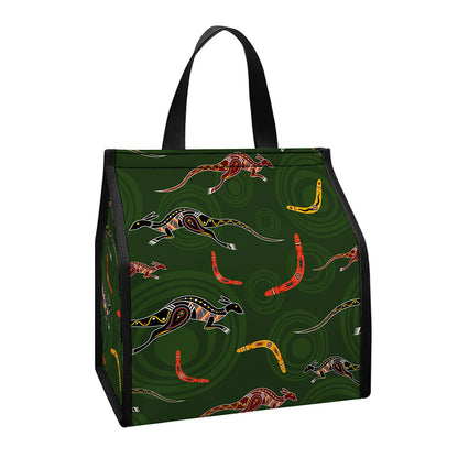 Aboriginal Boomerang And Kangaroo Print Insulated Lunch Tote