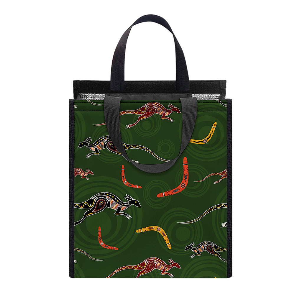Aboriginal Boomerang And Kangaroo Print Insulated Lunch Tote