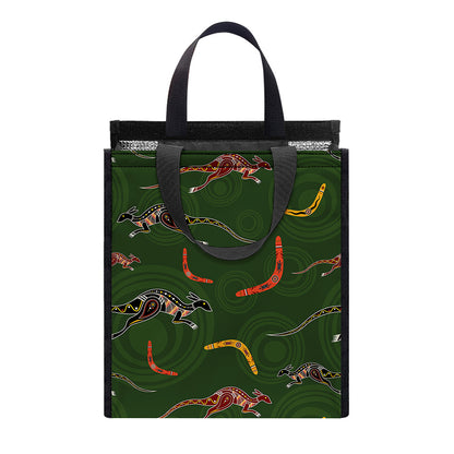 Aboriginal Boomerang And Kangaroo Print Insulated Lunch Tote