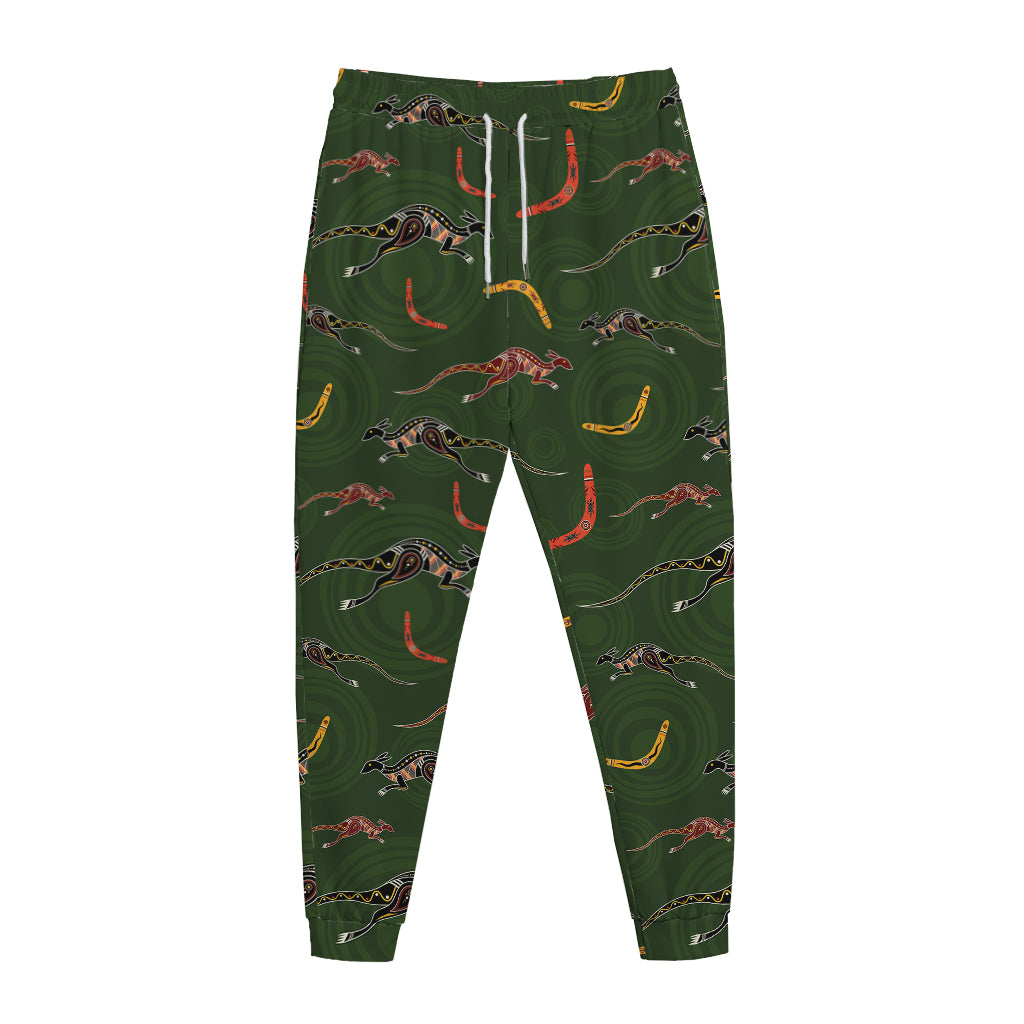 Aboriginal Boomerang And Kangaroo Print Jogger Pants