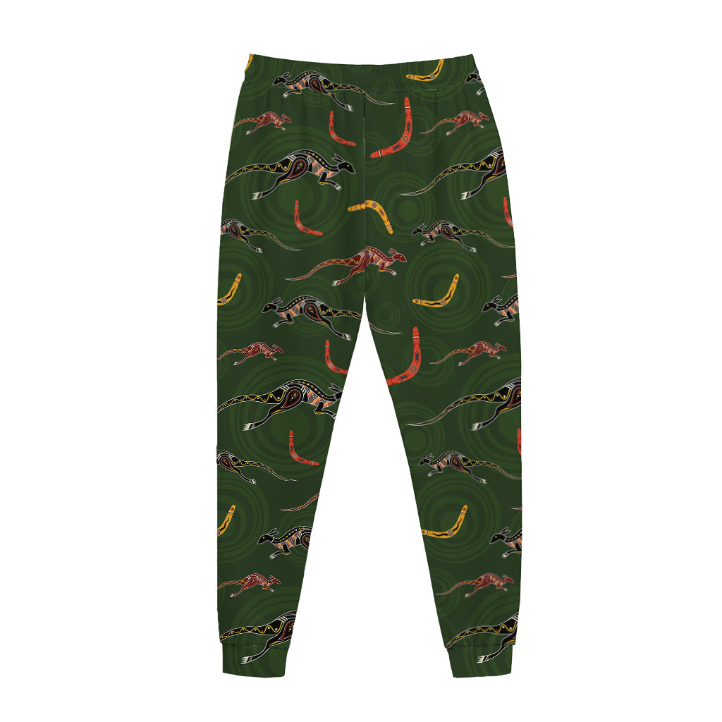 Aboriginal Boomerang And Kangaroo Print Jogger Pants