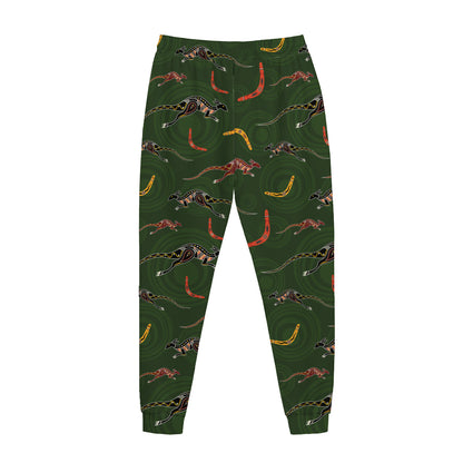 Aboriginal Boomerang And Kangaroo Print Jogger Pants