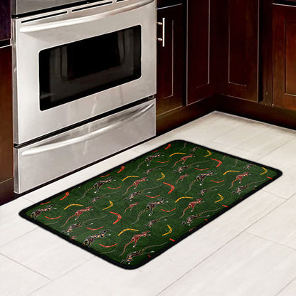 Aboriginal Boomerang And Kangaroo Print Kitchen Mat