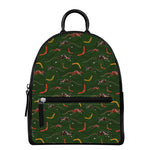 Aboriginal Boomerang And Kangaroo Print Leather Backpack