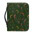 Aboriginal Boomerang And Kangaroo Print Leather Bible Cover