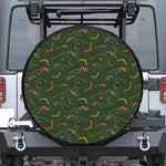 Aboriginal Boomerang And Kangaroo Print Leather Spare Tire Cover