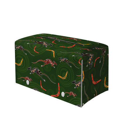 Aboriginal Boomerang And Kangaroo Print Leather Tissue Box Cover