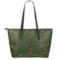 Aboriginal Boomerang And Kangaroo Print Leather Tote Bag With Zipper