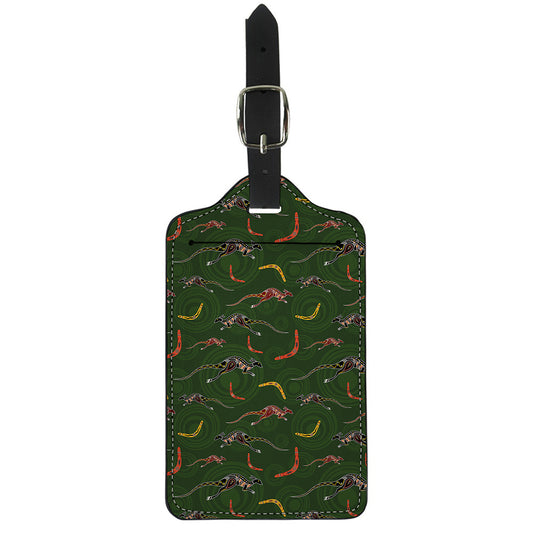 Aboriginal Boomerang And Kangaroo Print Luggage Tag