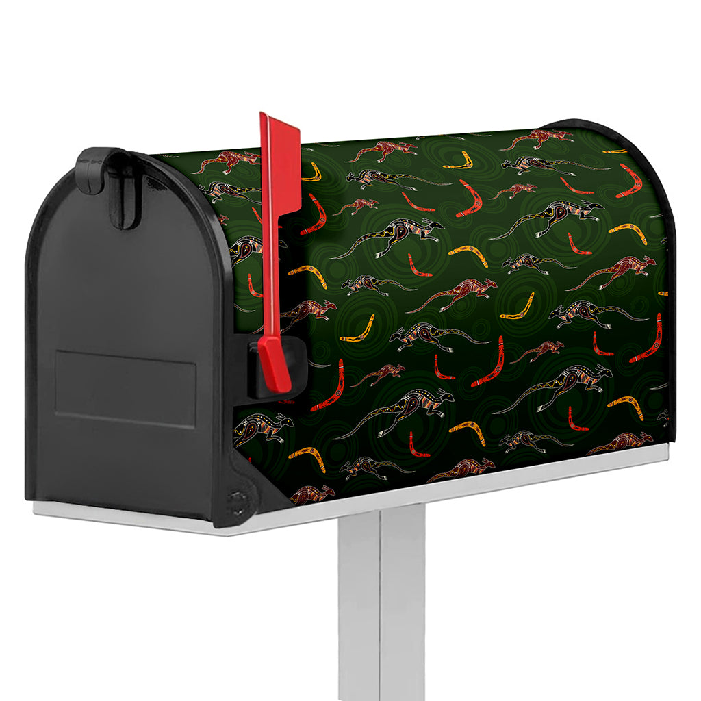 Aboriginal Boomerang And Kangaroo Print Mailbox Cover