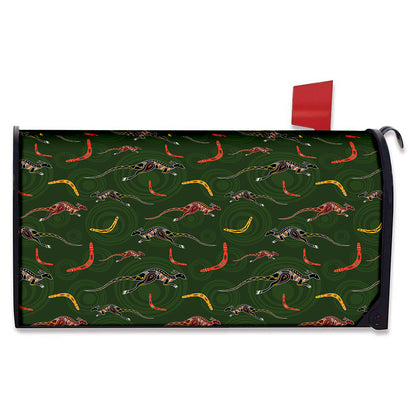 Aboriginal Boomerang And Kangaroo Print Mailbox Cover