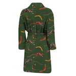 Aboriginal Boomerang And Kangaroo Print Men's Bathrobe