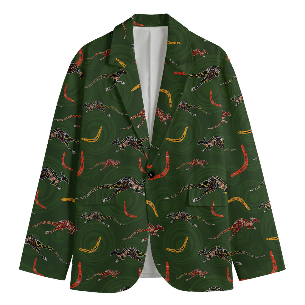 Aboriginal Boomerang And Kangaroo Print Men's Blazer