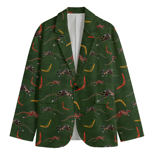 Aboriginal Boomerang And Kangaroo Print Men's Blazer