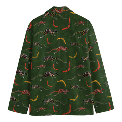 Aboriginal Boomerang And Kangaroo Print Men's Blazer