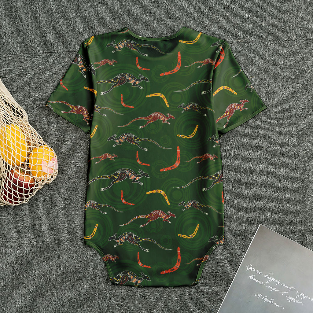 Aboriginal Boomerang And Kangaroo Print Men's Bodysuit