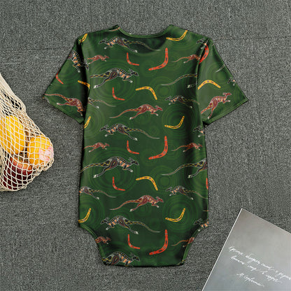 Aboriginal Boomerang And Kangaroo Print Men's Bodysuit