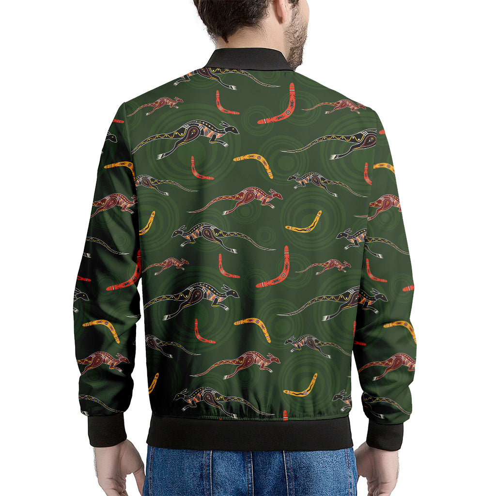 Aboriginal Boomerang And Kangaroo Print Men's Bomber Jacket