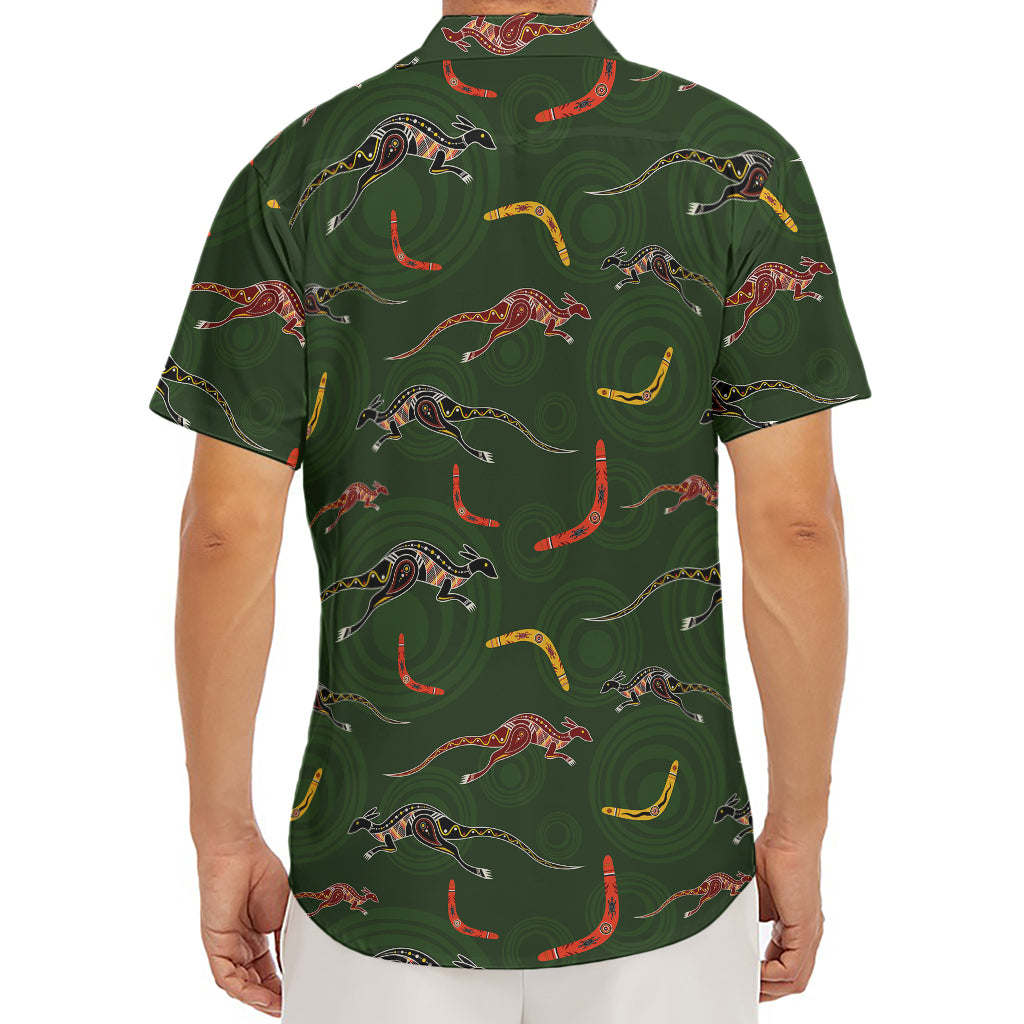 Aboriginal Boomerang And Kangaroo Print Men's Deep V-Neck Shirt