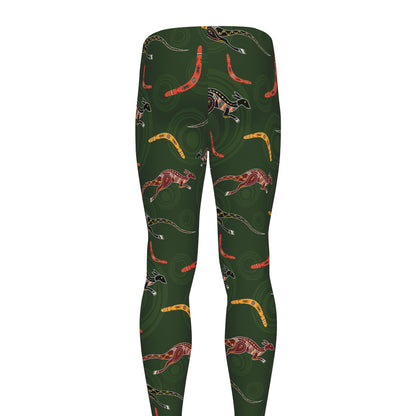 Aboriginal Boomerang And Kangaroo Print Men's leggings