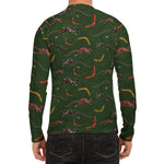 Aboriginal Boomerang And Kangaroo Print Men's Long Sleeve Rash Guard