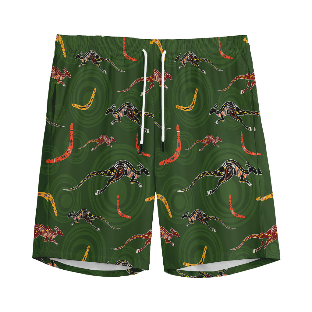 Aboriginal Boomerang And Kangaroo Print Men's Sports Shorts