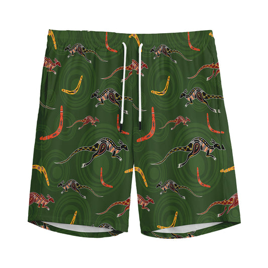 Aboriginal Boomerang And Kangaroo Print Men's Sports Shorts