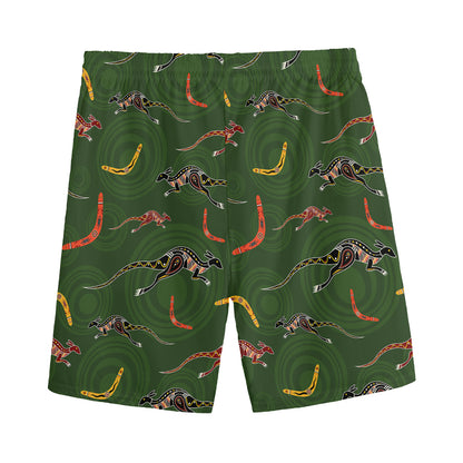 Aboriginal Boomerang And Kangaroo Print Men's Sports Shorts