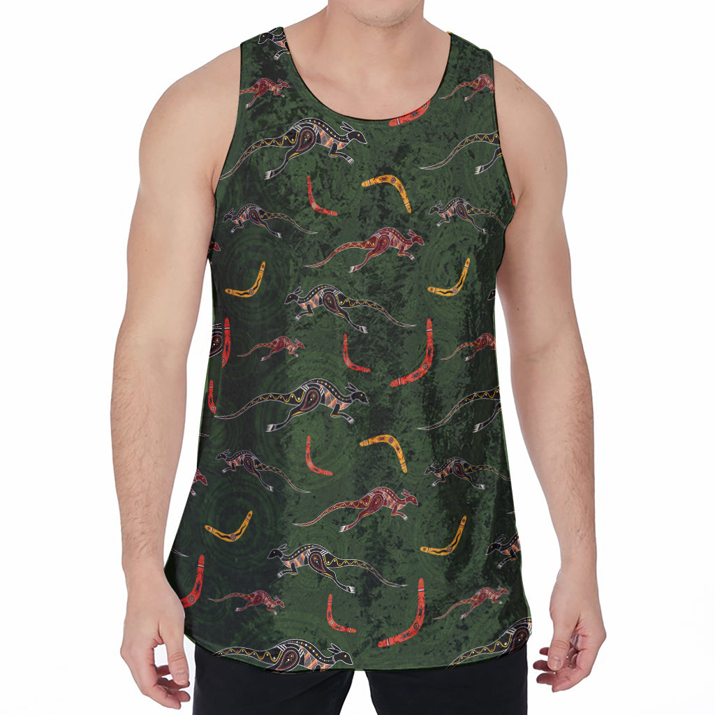 Aboriginal Boomerang And Kangaroo Print Men's Velvet Tank Top