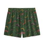 Aboriginal Boomerang And Kangaroo Print Mesh Shorts
