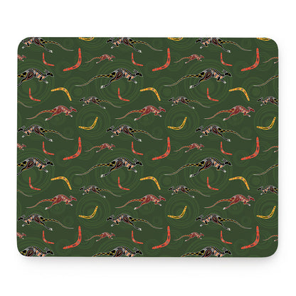 Aboriginal Boomerang And Kangaroo Print Mouse Pad