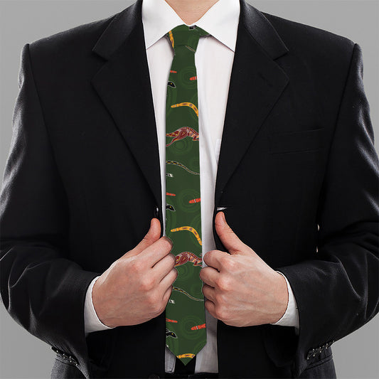 Aboriginal Boomerang And Kangaroo Print Necktie