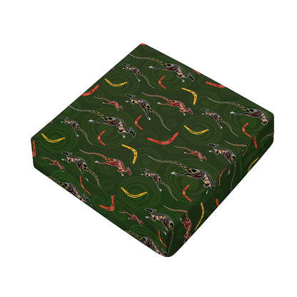 Aboriginal Boomerang And Kangaroo Print Outdoor Seat Cushion Cover