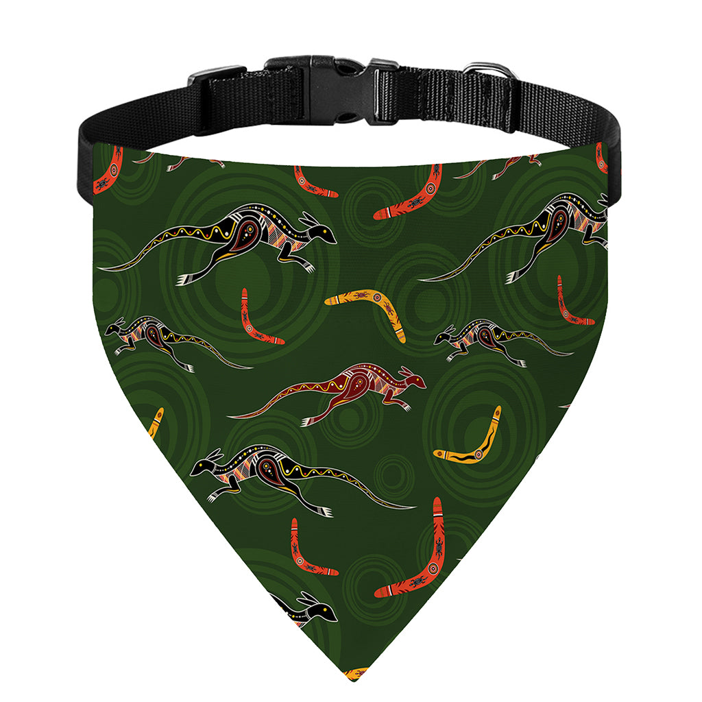 Aboriginal Boomerang And Kangaroo Print Over The Collar Dog Bandana