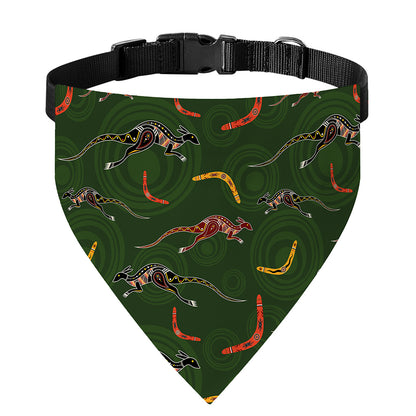 Aboriginal Boomerang And Kangaroo Print Over The Collar Dog Bandana
