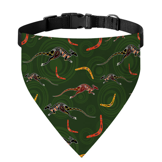 Aboriginal Boomerang And Kangaroo Print Over The Collar Dog Bandana