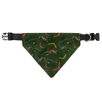 Aboriginal Boomerang And Kangaroo Print Over The Collar Dog Bandana