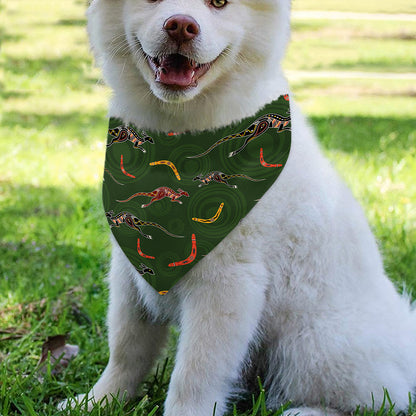 Aboriginal Boomerang And Kangaroo Print Over The Collar Dog Bandana
