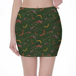 Aboriginal Boomerang And Kangaroo Print Pencil Mini Skirt