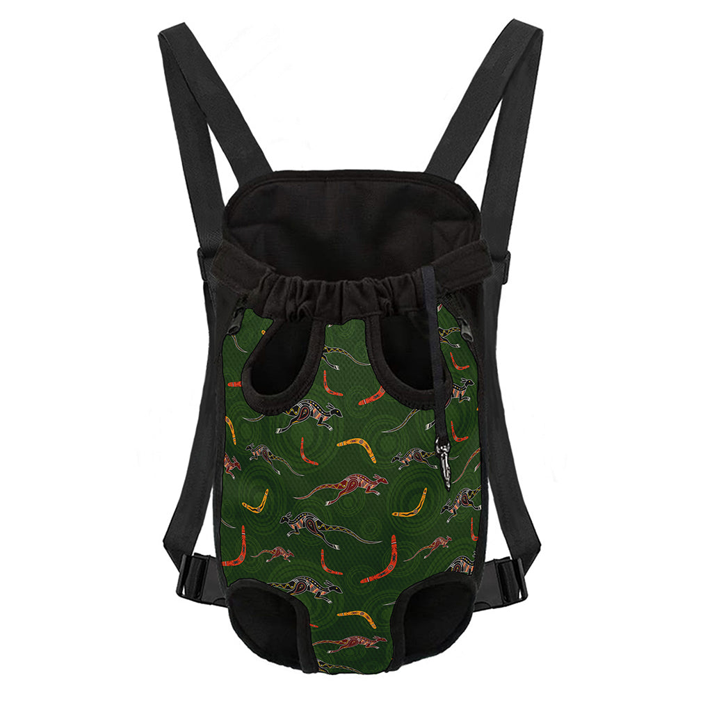 Aboriginal Boomerang And Kangaroo Print Pet Carrier Backpack
