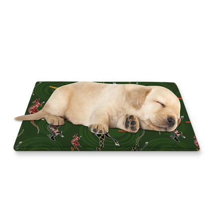 Aboriginal Boomerang And Kangaroo Print Pet Cooling Mat Cover