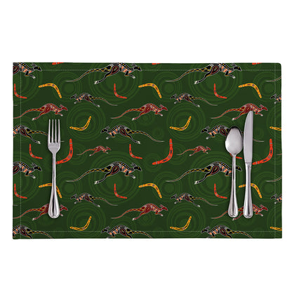 Aboriginal Boomerang And Kangaroo Print Placemat