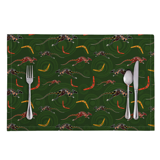 Aboriginal Boomerang And Kangaroo Print Placemat