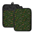Aboriginal Boomerang And Kangaroo Print Pot Holders With Pocket